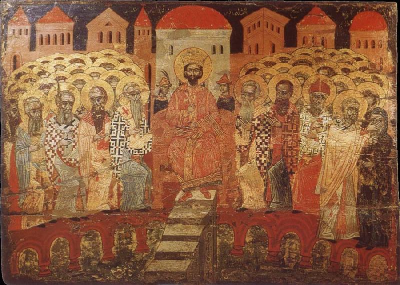 unknow artist The Council of Nicaea i,Melkite icon from the 17 century